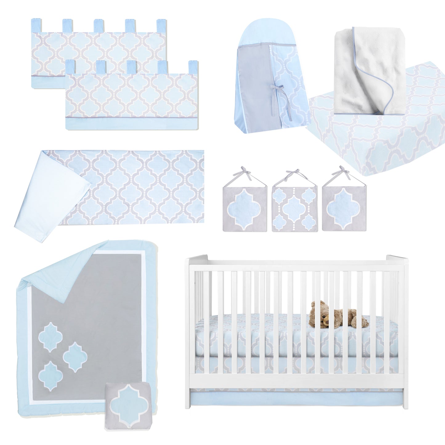 Blue Medallion 13 Piece Crib Bedding Set