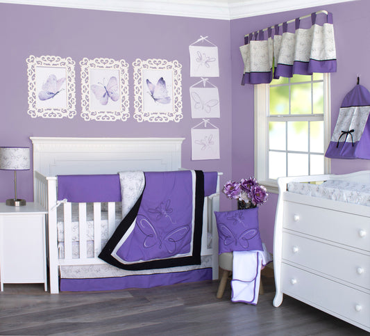 Purple Butterfly 10 Piece Crib Bedding Set