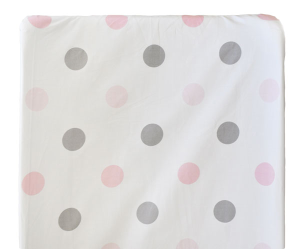 Olivia Rose Pink and Gray Polka Dot Crib Sheet