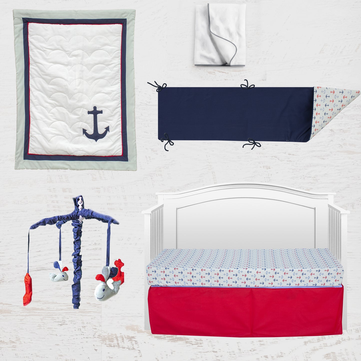 Anchors Away Nautical 6 Piece Crib Bedding Set