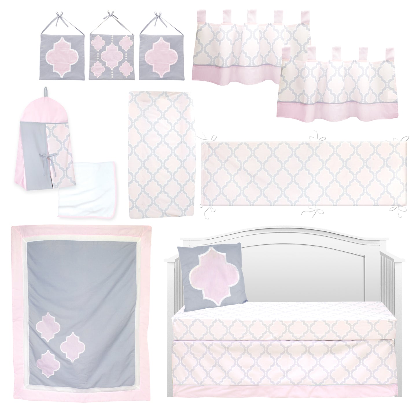 Pink Medallion 13 Piece Crib Bedding Set
