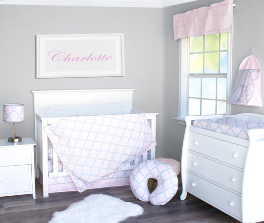Pink Medallion 3 Piece Crib Bedding Set