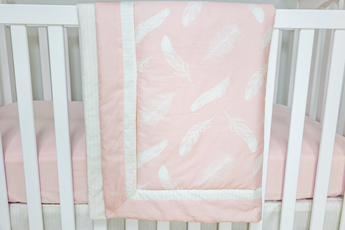 Feather Pink 3 Piece Crib Bedding Set