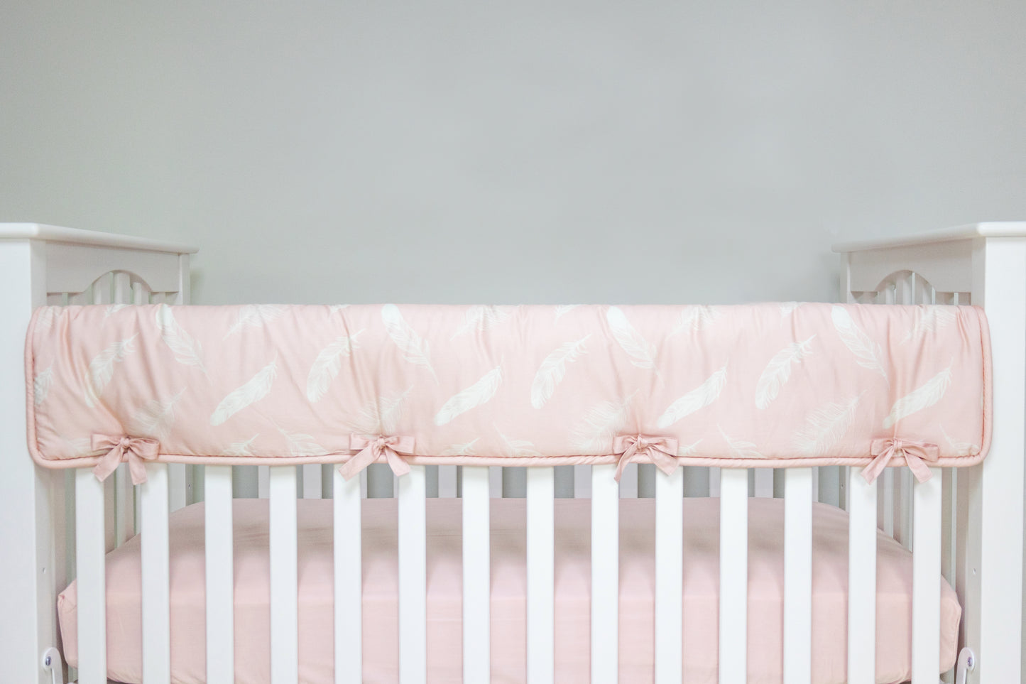Feather Pink Crib Rail Cover