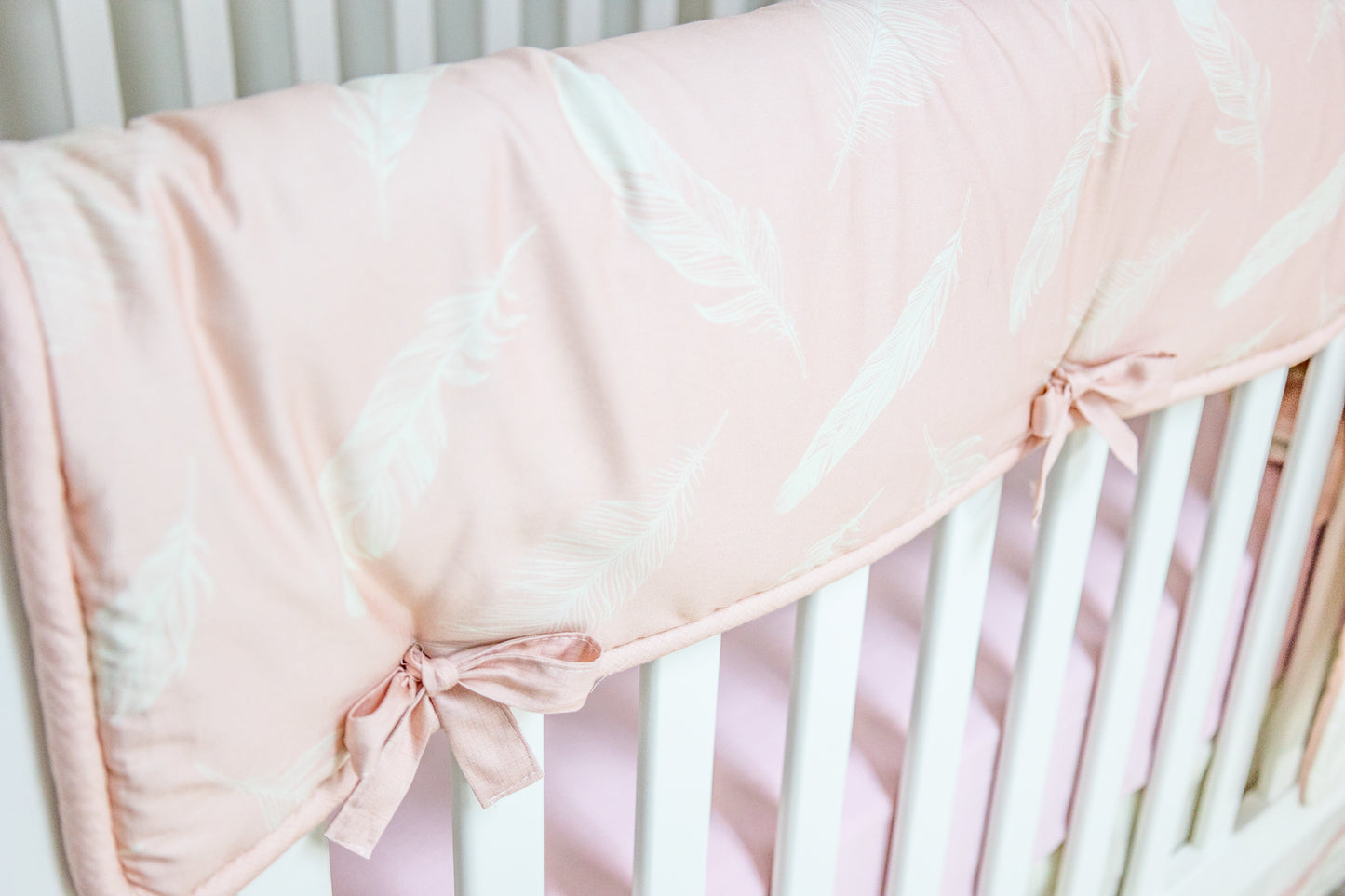 Feather Pink Crib Rail Cover