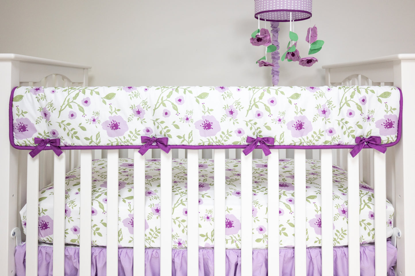 Painted Floral Lilac Crib Rail Cover