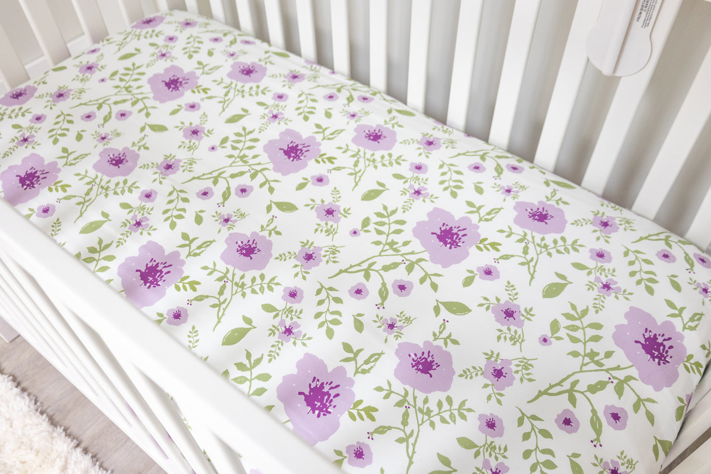 Painted Floral Lilac 3 Piece Crib Bedding Set