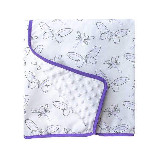 Purple Butterfly Chenille Dot Baby Blanket