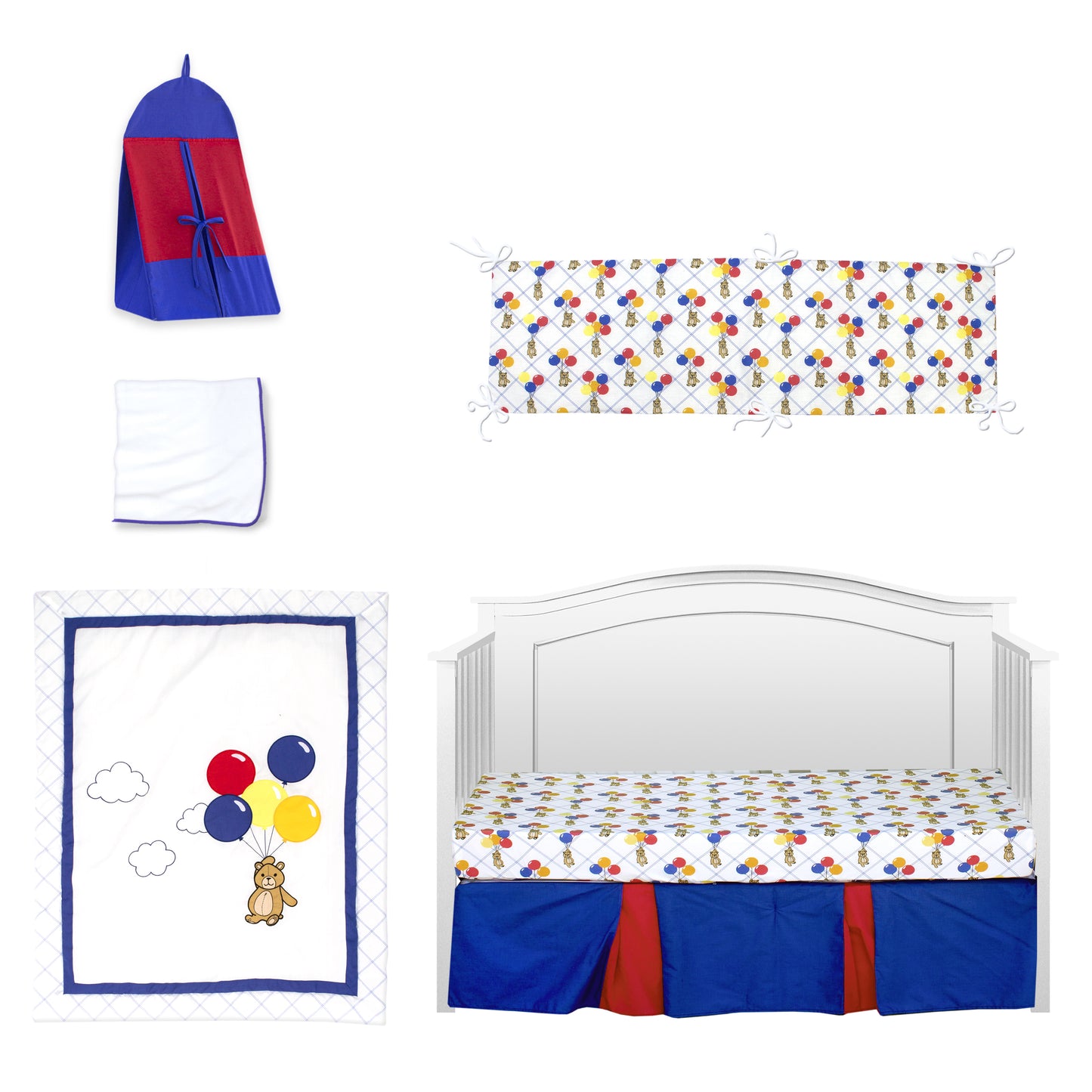 Bears and Balloons 6 Piece Crib Bedding Set